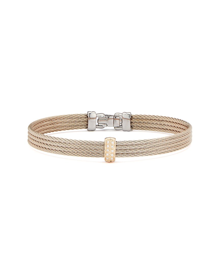 Alor Classique 18k Rose Gold 0.05 Ct. Tw. Diamond Cable Bangle Bracelet