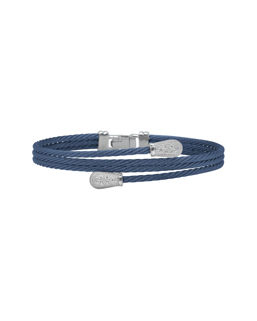 Alor Classique 18k 0.06 Ct. Tw. Diamond Cable Bangle Bracelet In Blue
