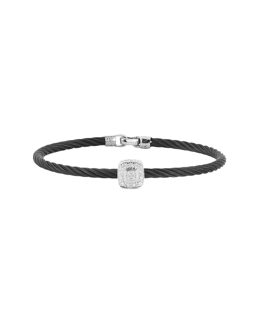 Alor Noir 18k 0.09 Ct. Tw. Diamond Cable Bangle Bracelet In Black