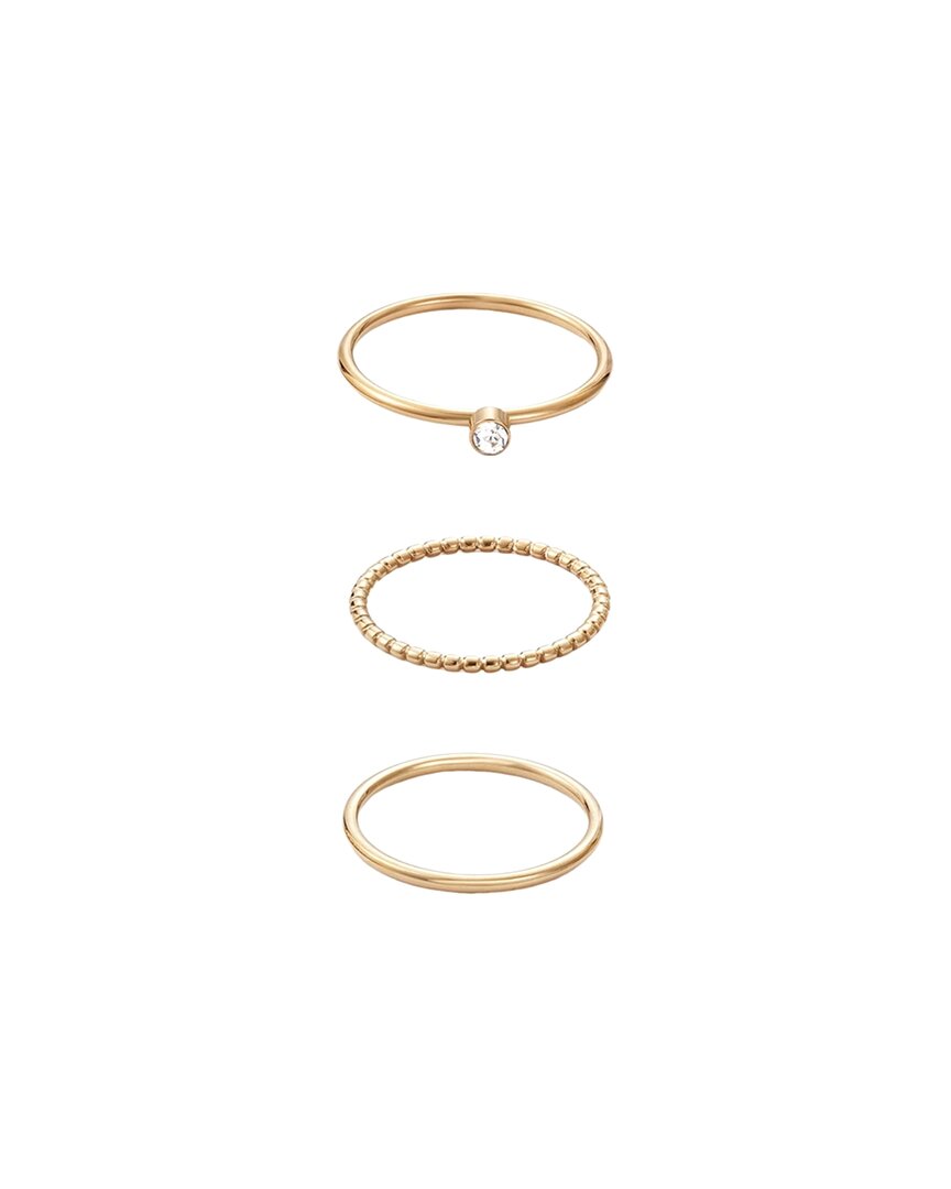 Adornia 18k Plated Stainless Steel Cz Tarnish-resistant 3-ring Ring Set In Gold