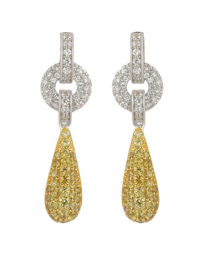 Suzy Levian Silver 0.02 Ct. Tw. Diamond & Sapphire Drop Earrings