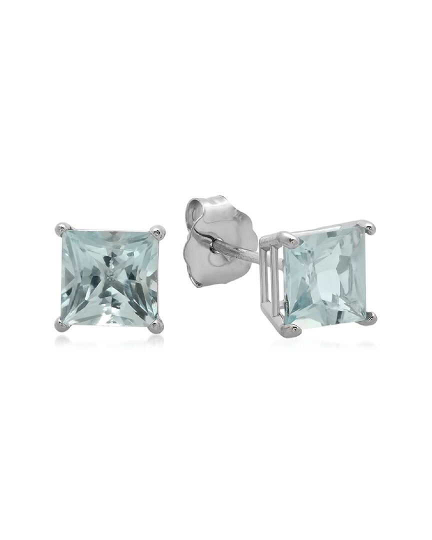 Maxcolor 10k 1.00 Ct. Tw. Aquamarine Studs