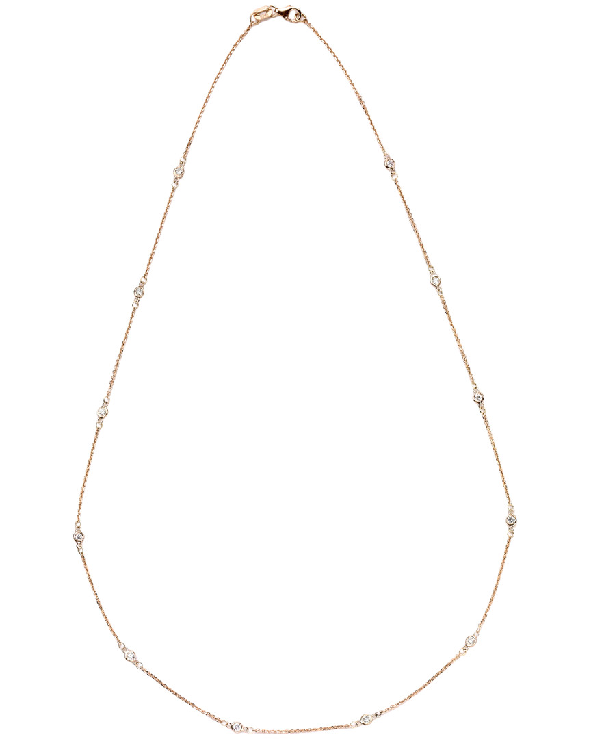 Suzy Levian 14k Rose Gold 0.30 Ct. Tw. Diamond Station Necklace