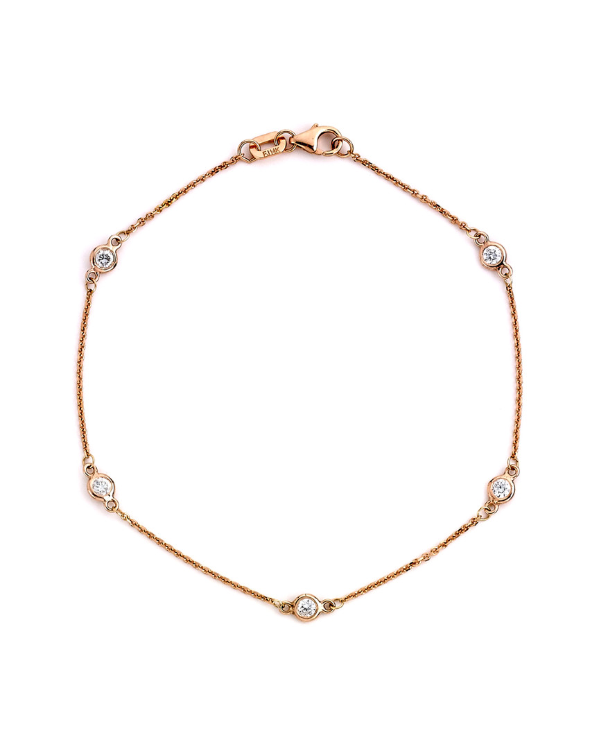 Shop Suzy Levian 14k Rose Gold 0.15 Ct. Tw. Diamond Station Bracelet