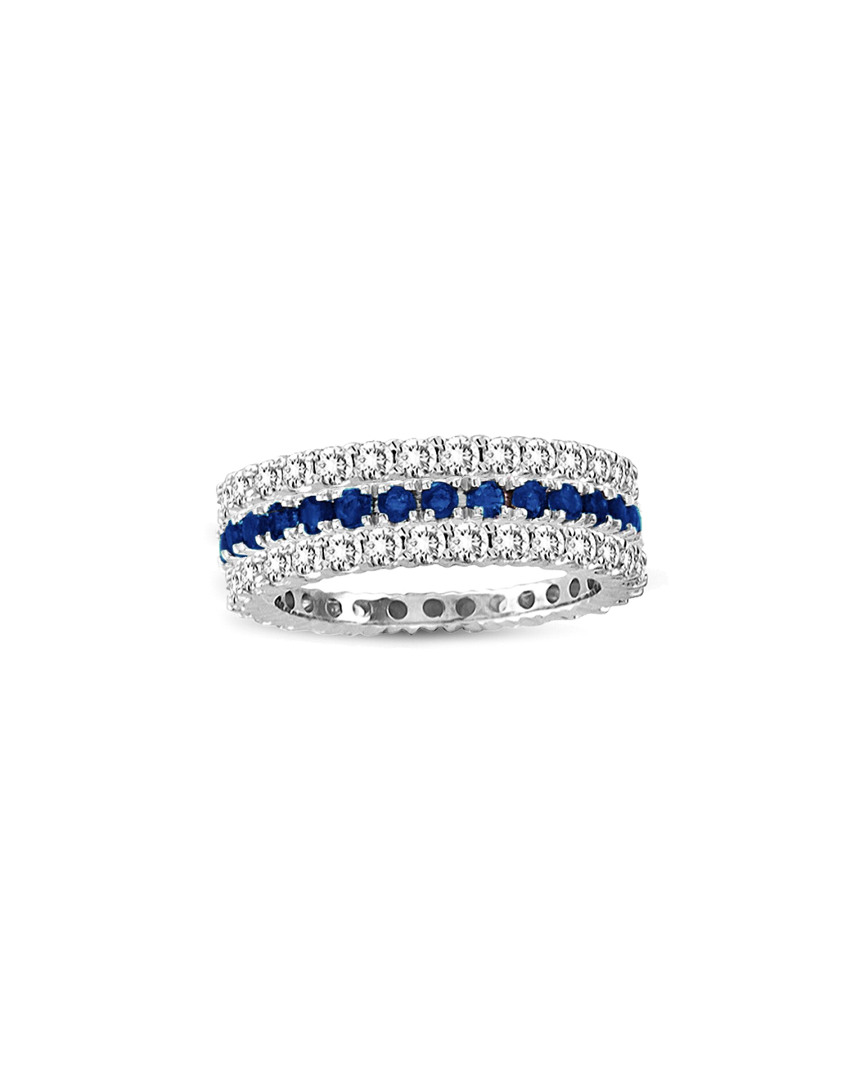 Shop Suzy Levian Set Of 3 14k 1.80 Ct. Tw. Diamond & Sapphire Eternity Rings
