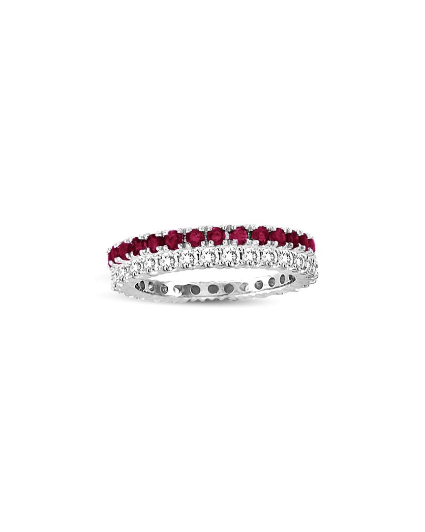 SUZY LEVIAN SUZY LEVIAN SET OF 2 14K 1.50 CT. TW. DIAMOND & RUBY ETERNITY RINGS