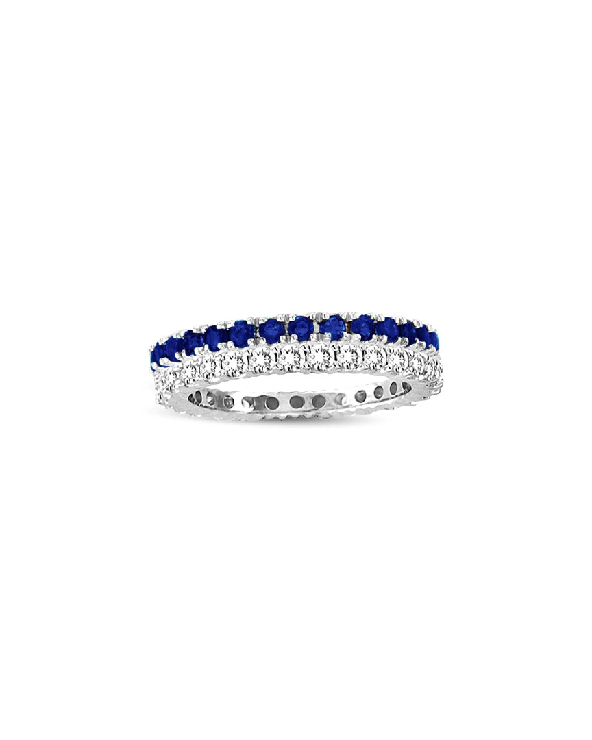 Suzy Levian Set Of 2 14k 1.30 Ct. Tw. Diamond & Sapphire Eternity Rings
