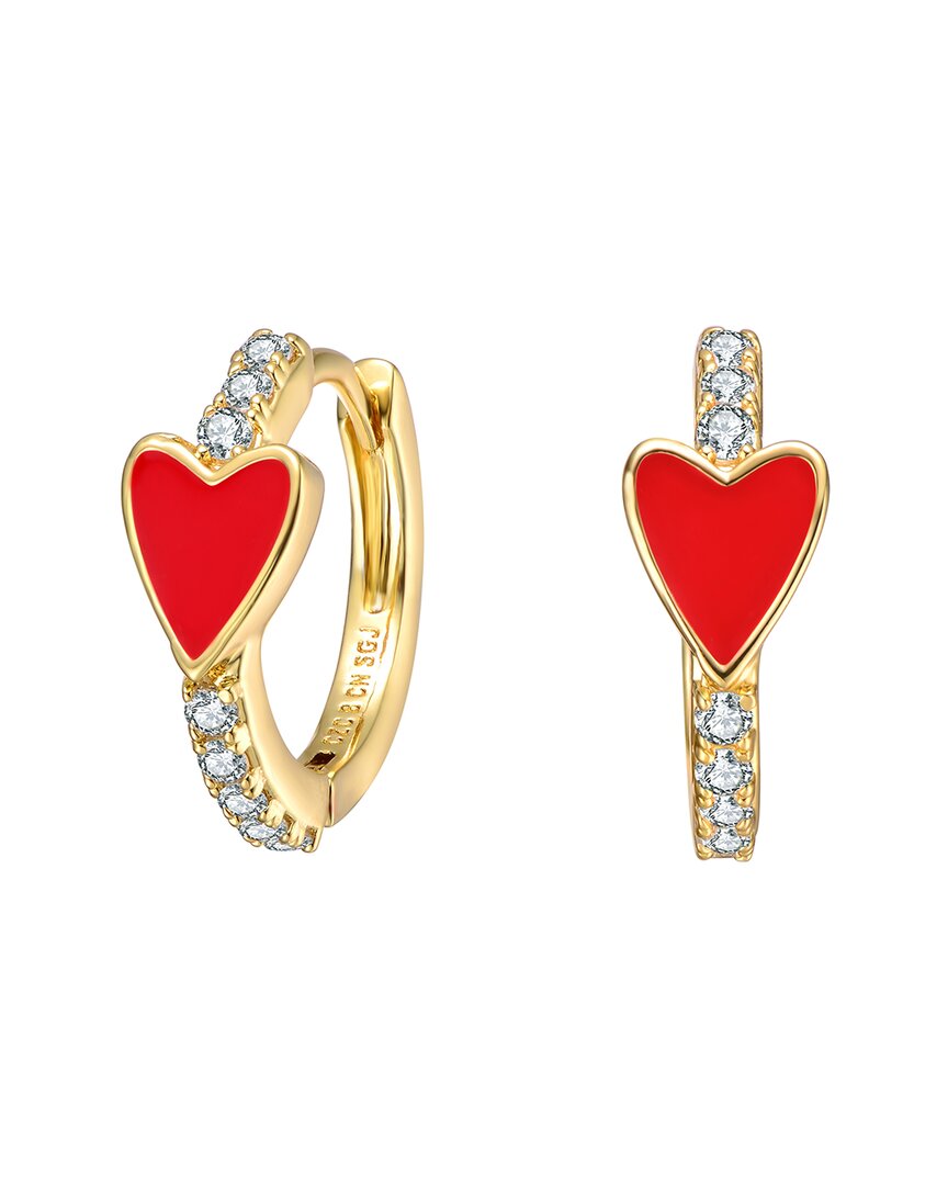 Rachel Glauber 14k Plated Cz Heart Hoops