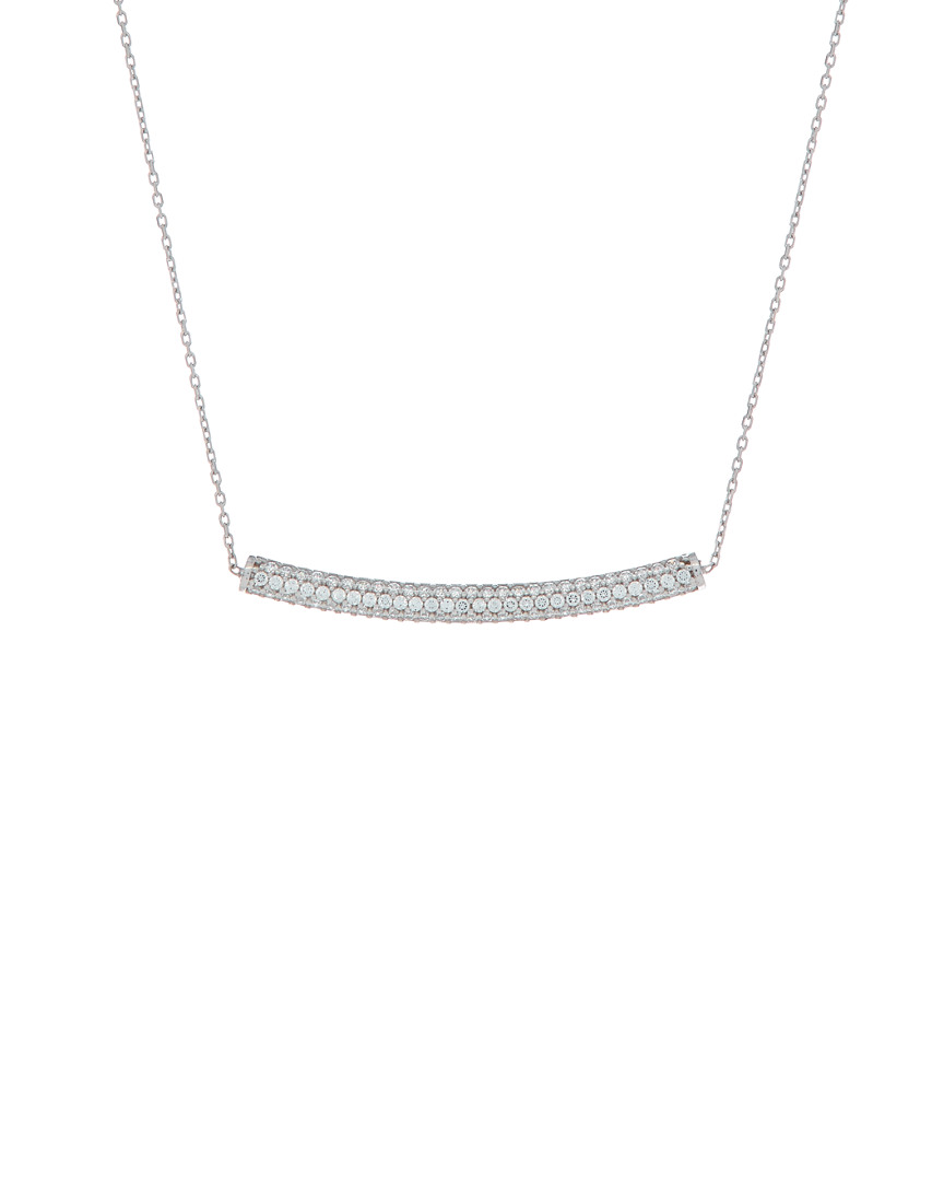 Amorium 18k Over Silver Cz Tube Necklace In Metallic