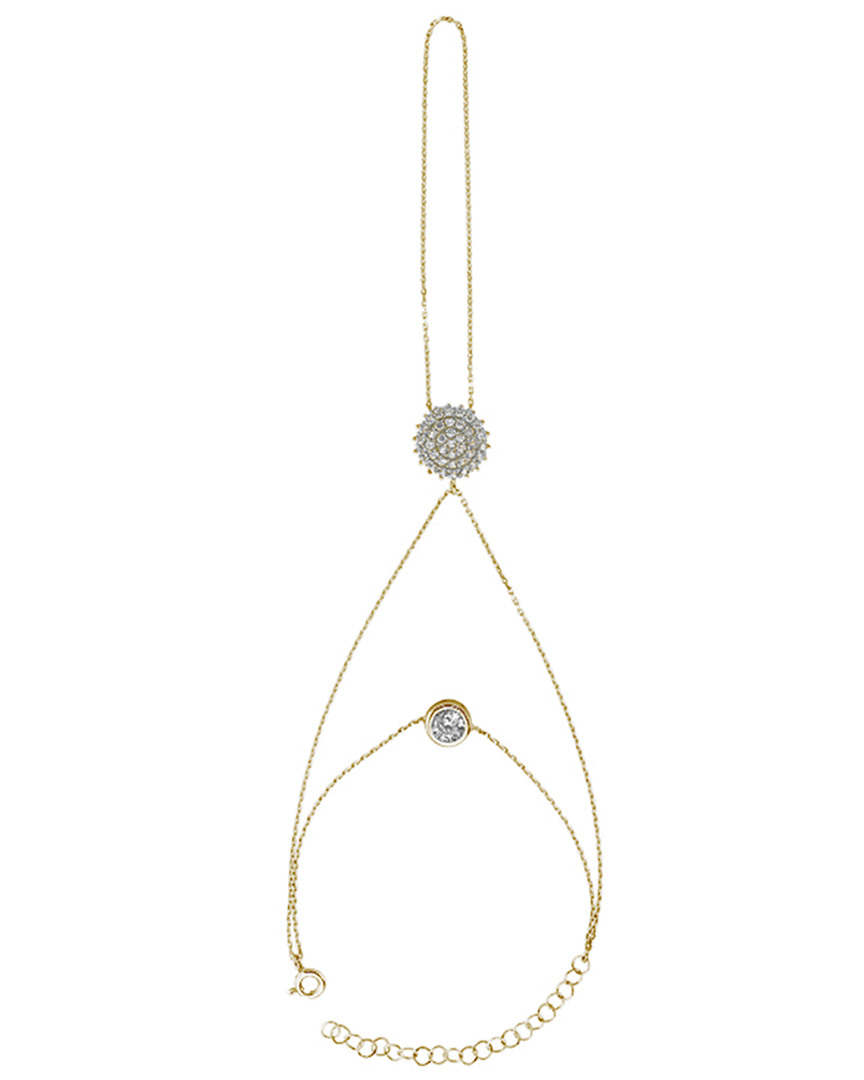 Amorium 18k Over Silver Cz Hand Chain In Gold