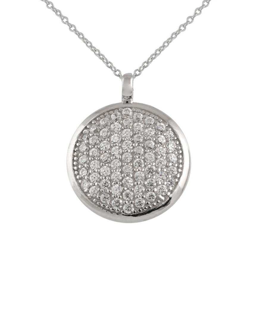 Generic Cz Splendid Pearls Rhodium Over Silver Pendant Necklace