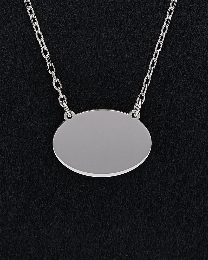 Italian Silver Oval Plaque Necklace
