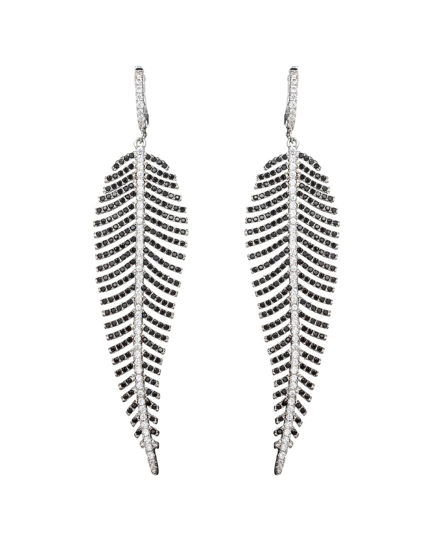 Eye Candy La Women's Luxe Black Crystal & Silvertone Leaf Earrings