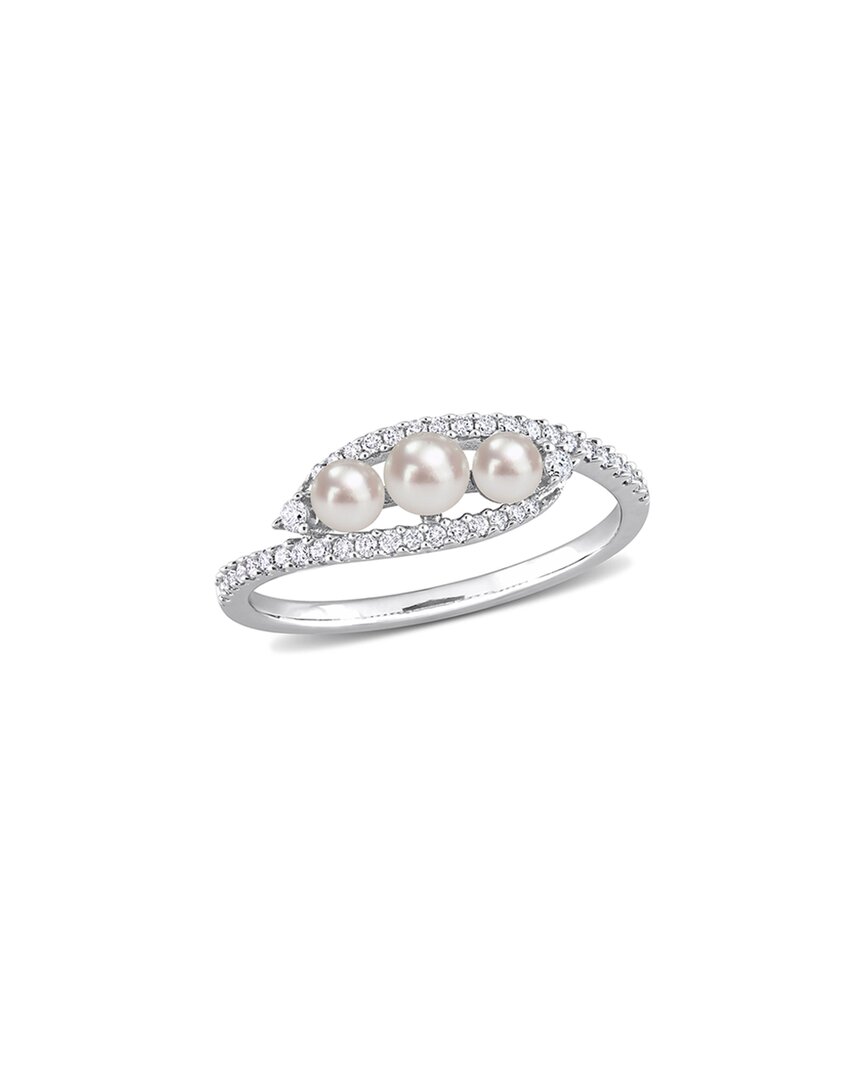 Rina Limor Petite & Delicate Pearls 14k 0.20 Ct. Tw. Diamond 3-4mm Pearl Ring