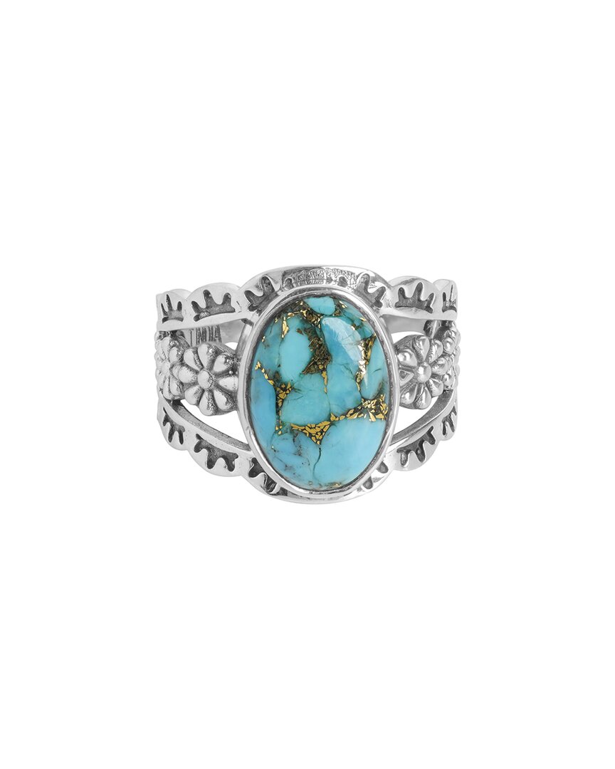 Tiramisu Silver 4.00 Ct. Tw. Blue Copper Turquoise Ring