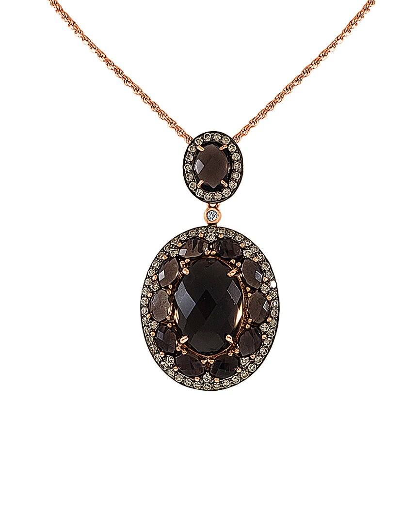 Sabrina Designs 14k Rose Gold 17.36 Ct. Tw. Diamond & Smoky Quartz Necklace