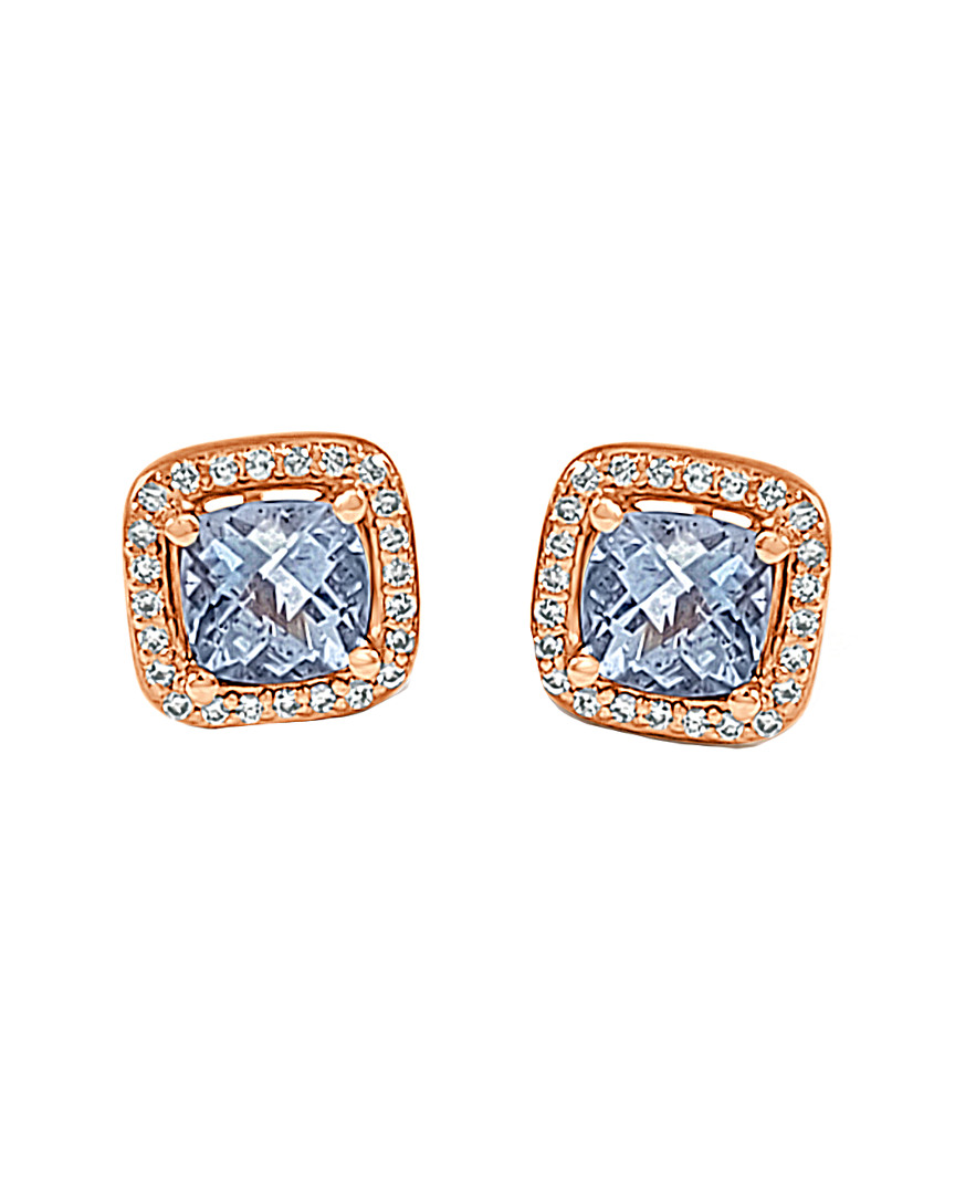 Sabrina Designs 14k Rose Gold 3.05 Ct. Tw. Diamond & Aquamarine Studs In Green