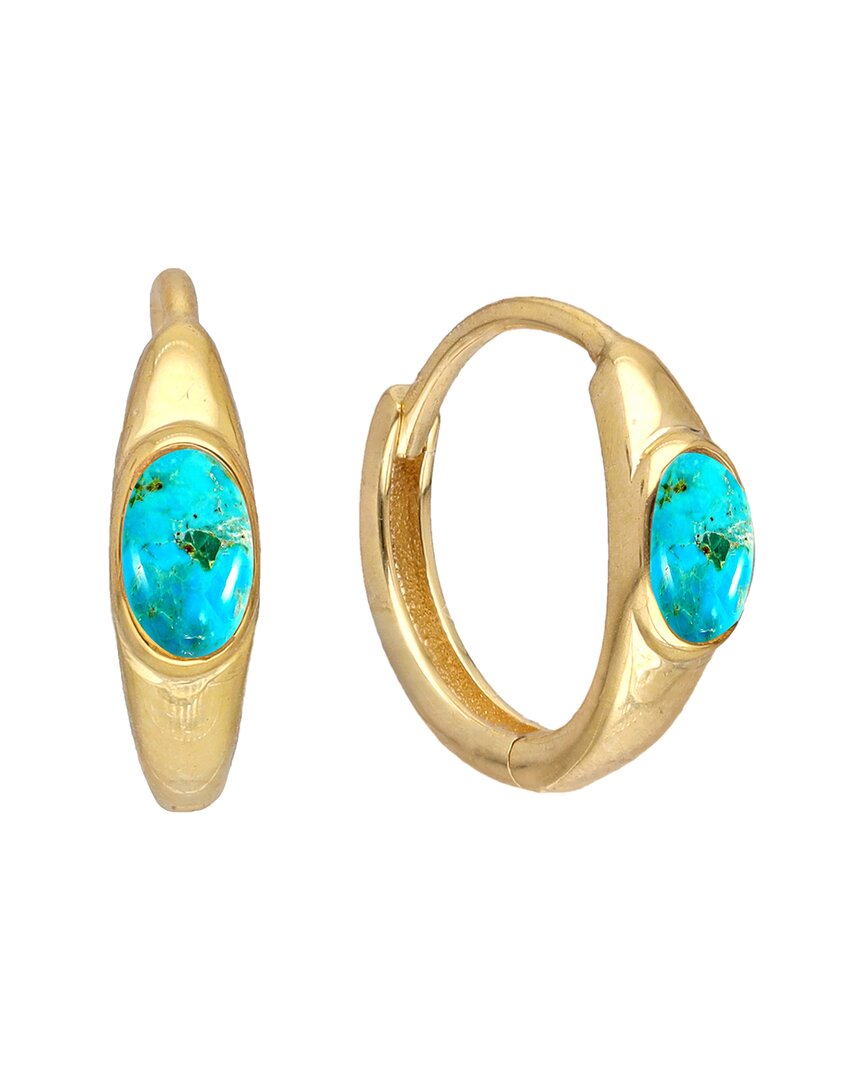 Tiramisu 14k Plated 0.60 Ct. Tw. Mohave Turquoise Huggie Earrings