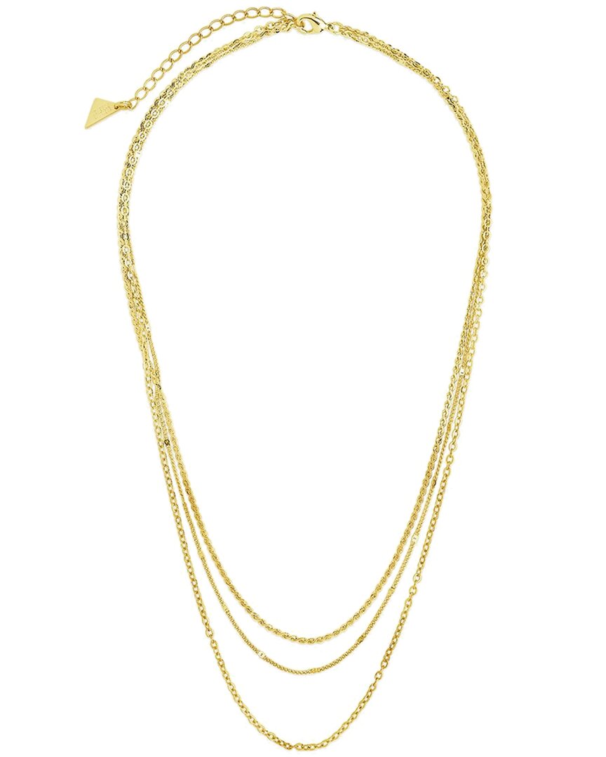 Shop Sterling Forever 14k Plated Dainty Three Layer Chain Necklace