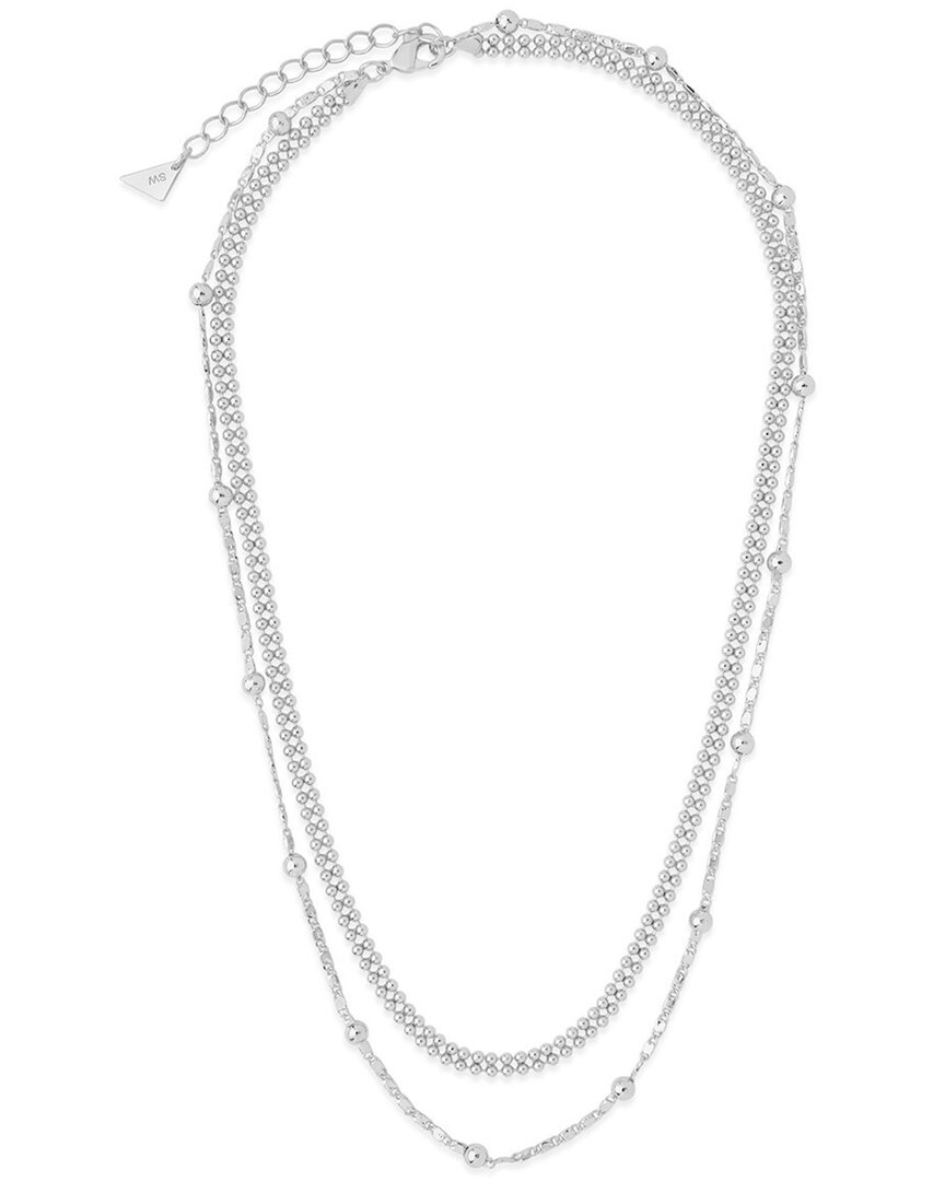 Sterling Forever Rhodium Plated Layered Beaded Chain Necklace