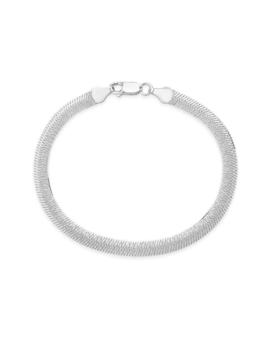 Shop Sterling Forever Rhodium Plated Flat Link Chain Bracelet