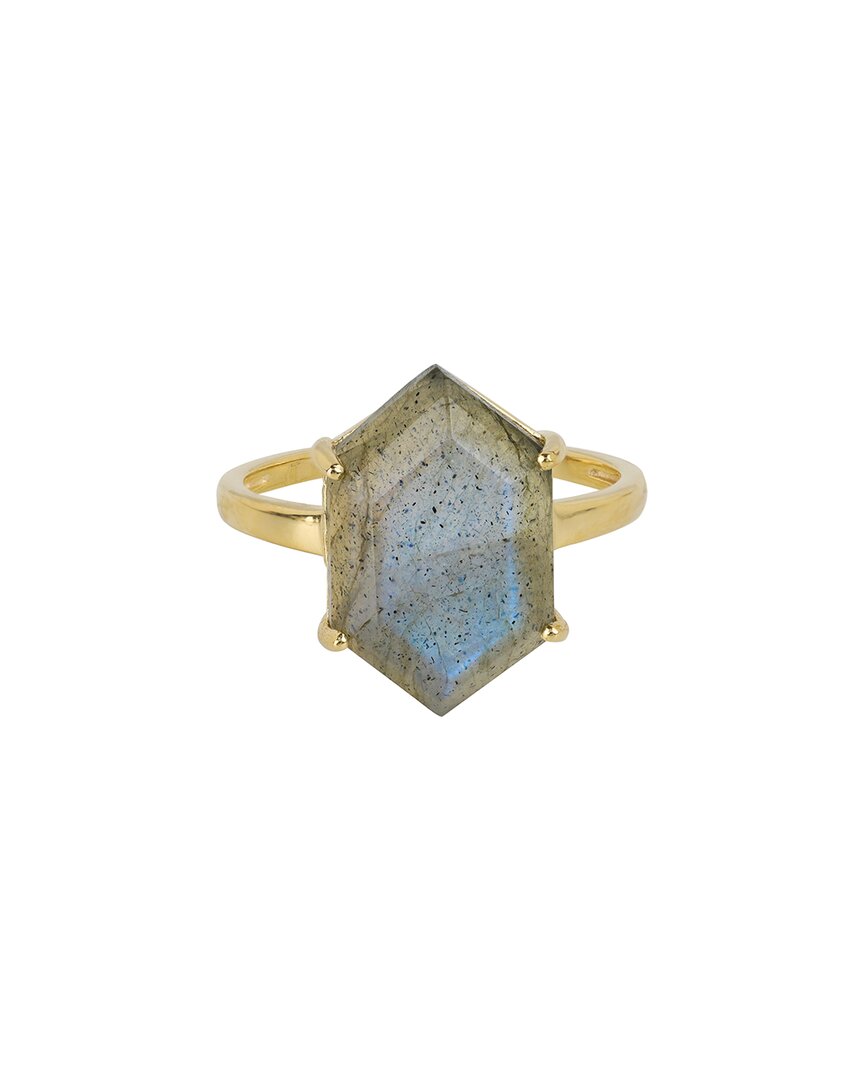 Shop Tiramisu Gold Over Silver 6.40 Ct. Tw. Labradorite Ring