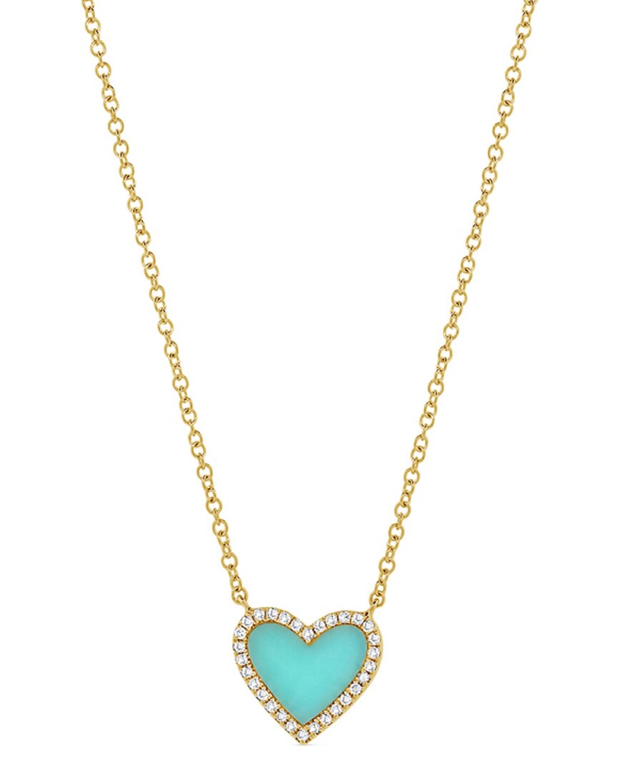 Sabrina Designs 14k 0.63 Ct. Tw. Diamond & Turquoise Heart Necklace