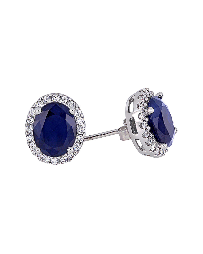 Rina Limor 14k 5.70 Ct. Tw. Diamond & Sapphire Halo Earrings