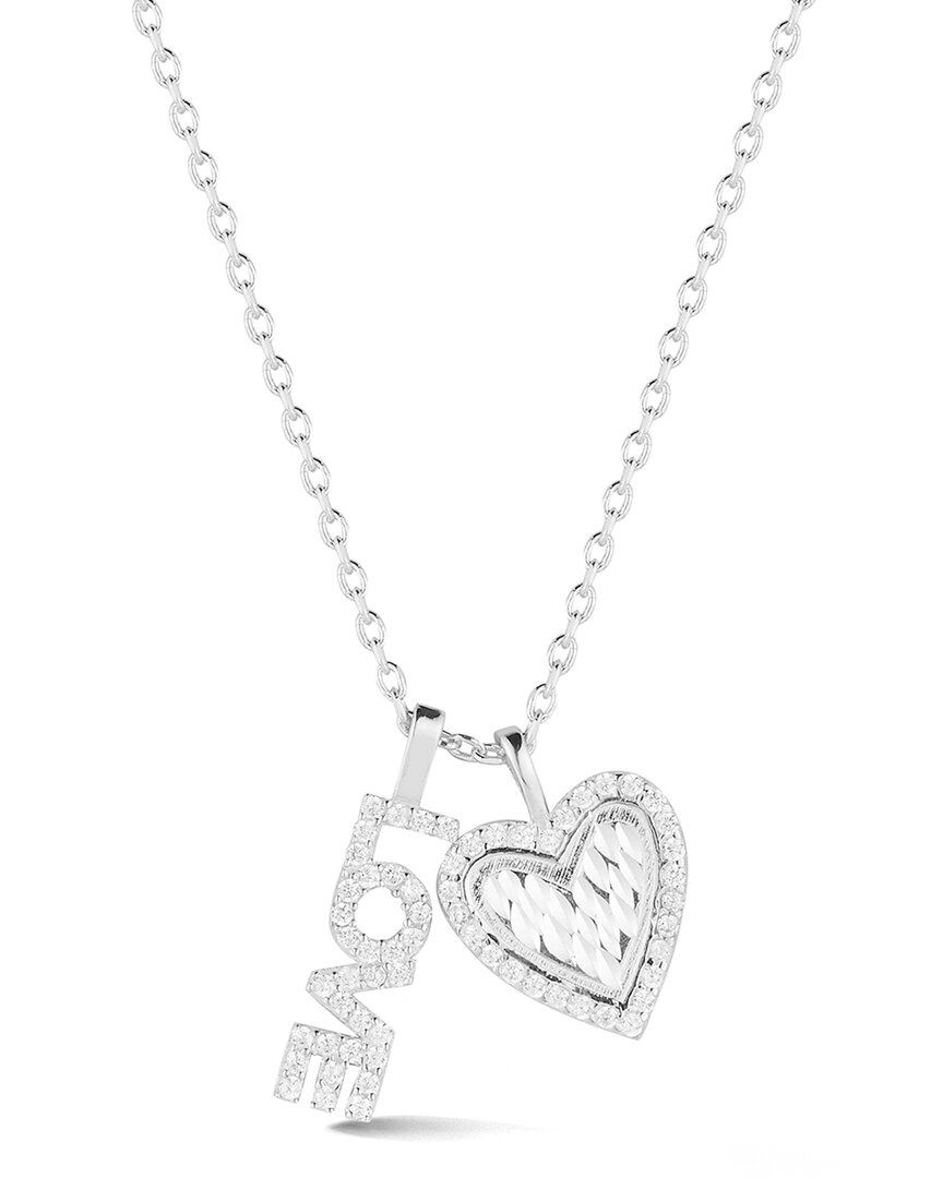 Sphera Milano Silver Cz Love Charm Necklace