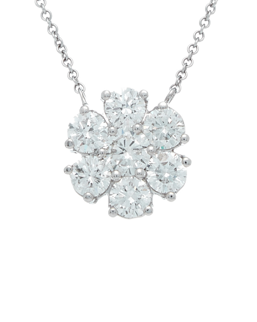 Diana M. Fine Jewelry 18k 2.35 Ct. Tw. Diamond Cluster Flower Necklace