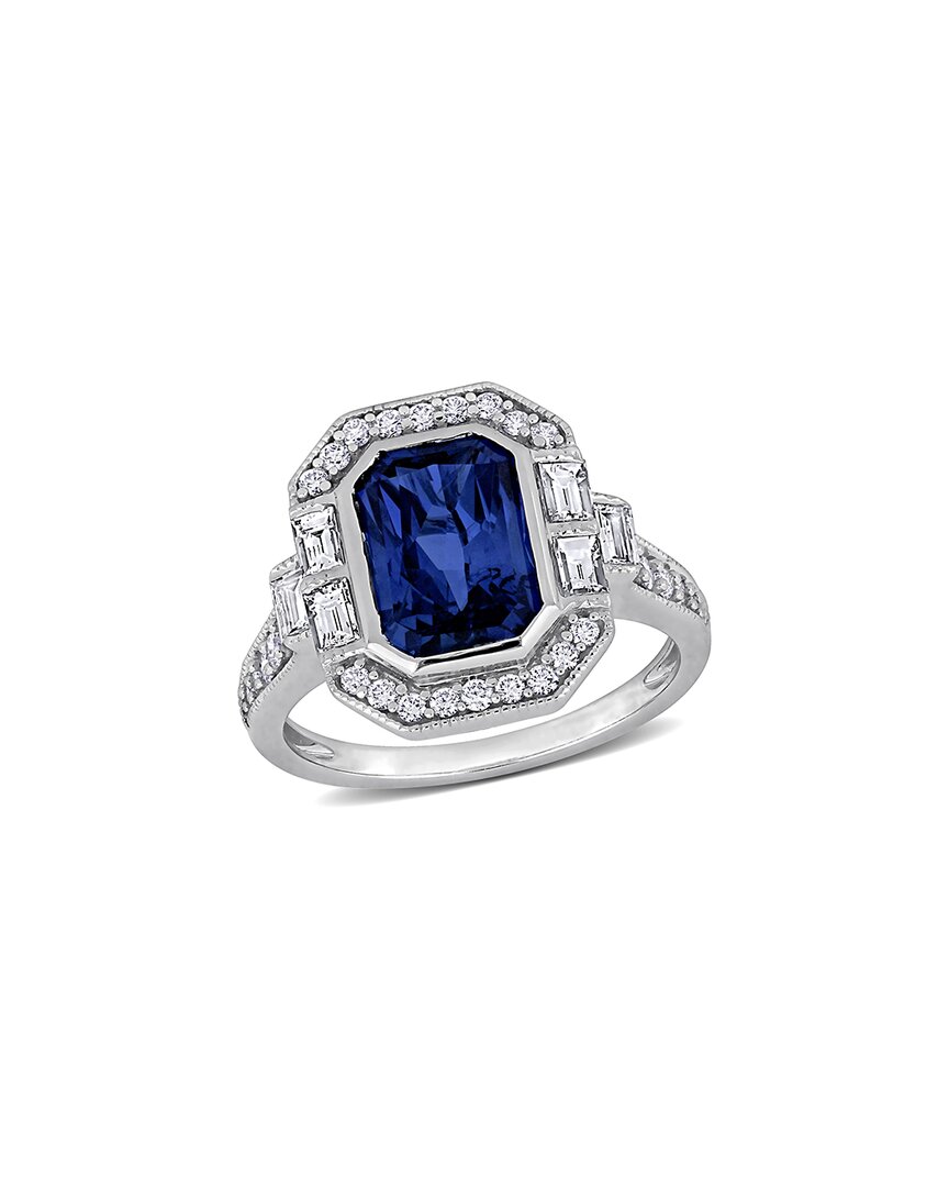 Rina Limor 3 2/5ct Tgw Octagon-cut Blue Sapphire 1ct Tw Multi In Silver
