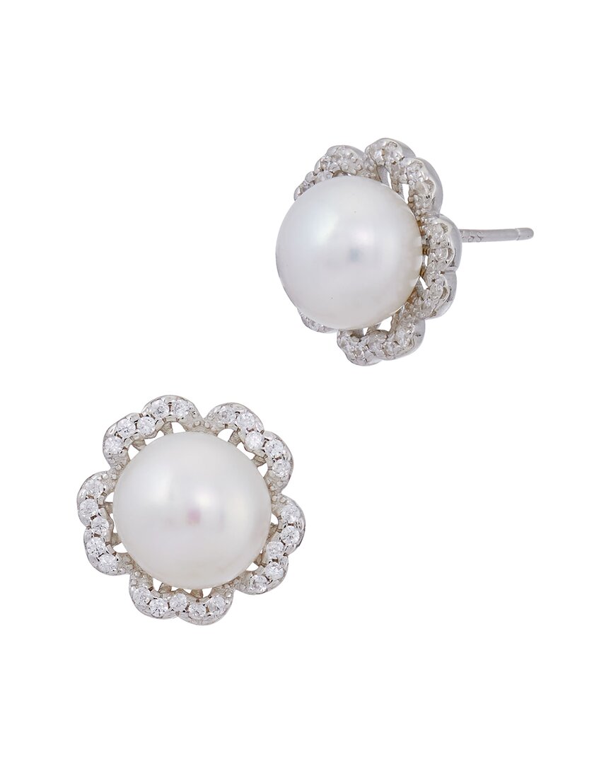 Savvy Cie Silver 9mmmm Pearl Studs In White