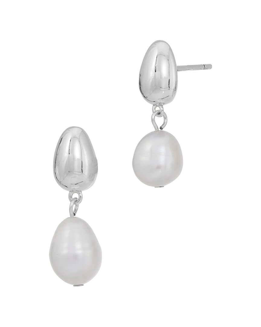 Savvy Cie 18k Plated 45515mm Pearl Drop Earrings In Metallic