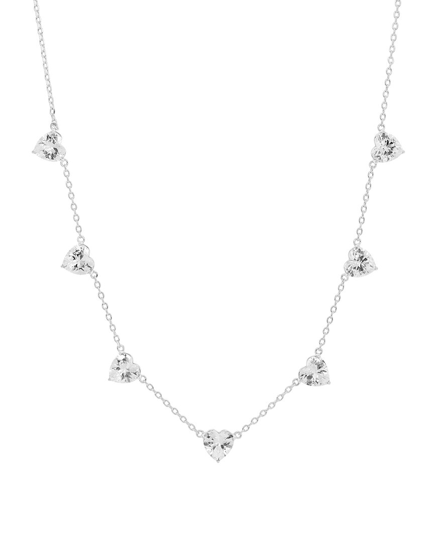 Savvy Cie Silver Cz Heart Necklace In Metallic