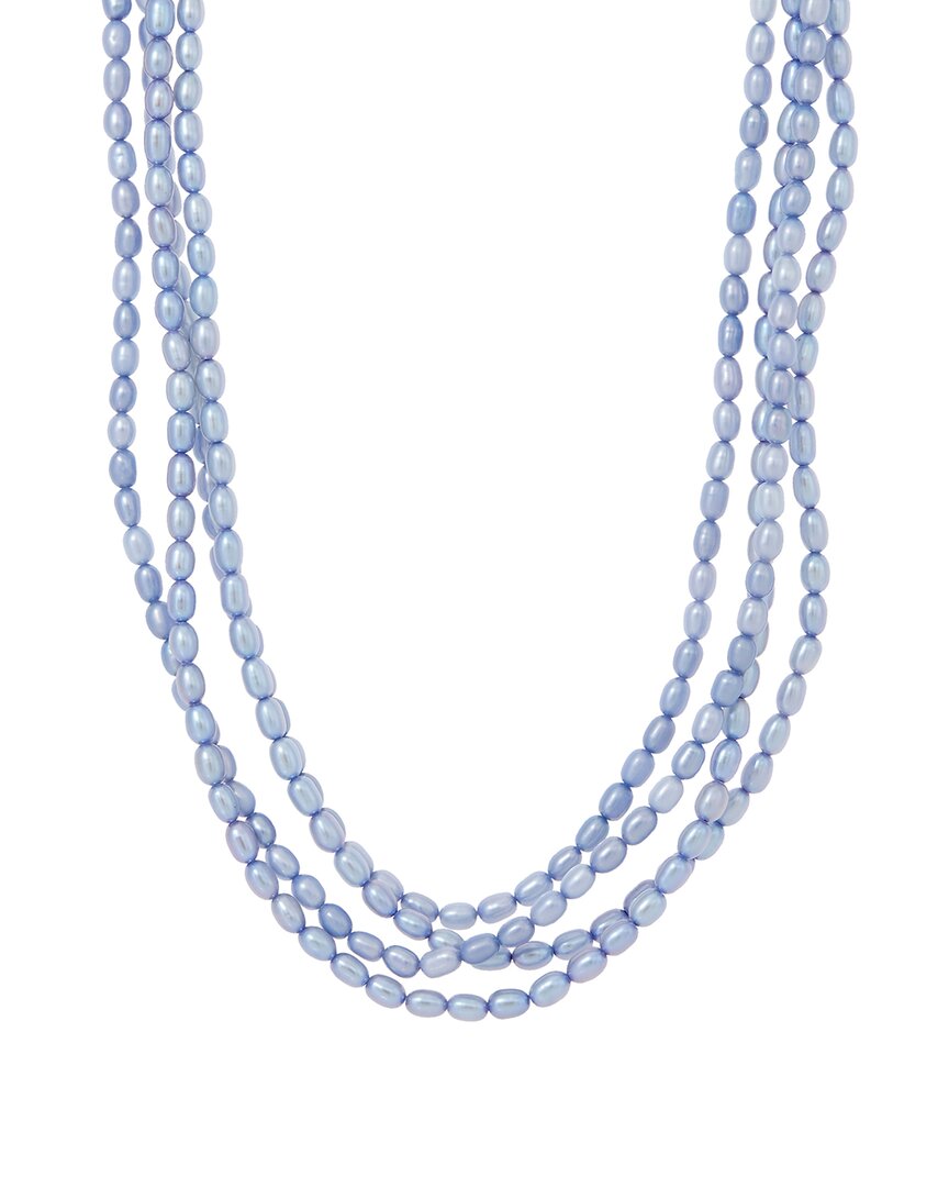 Savvy Cie 8mmmm Pearl Necklace In Blue