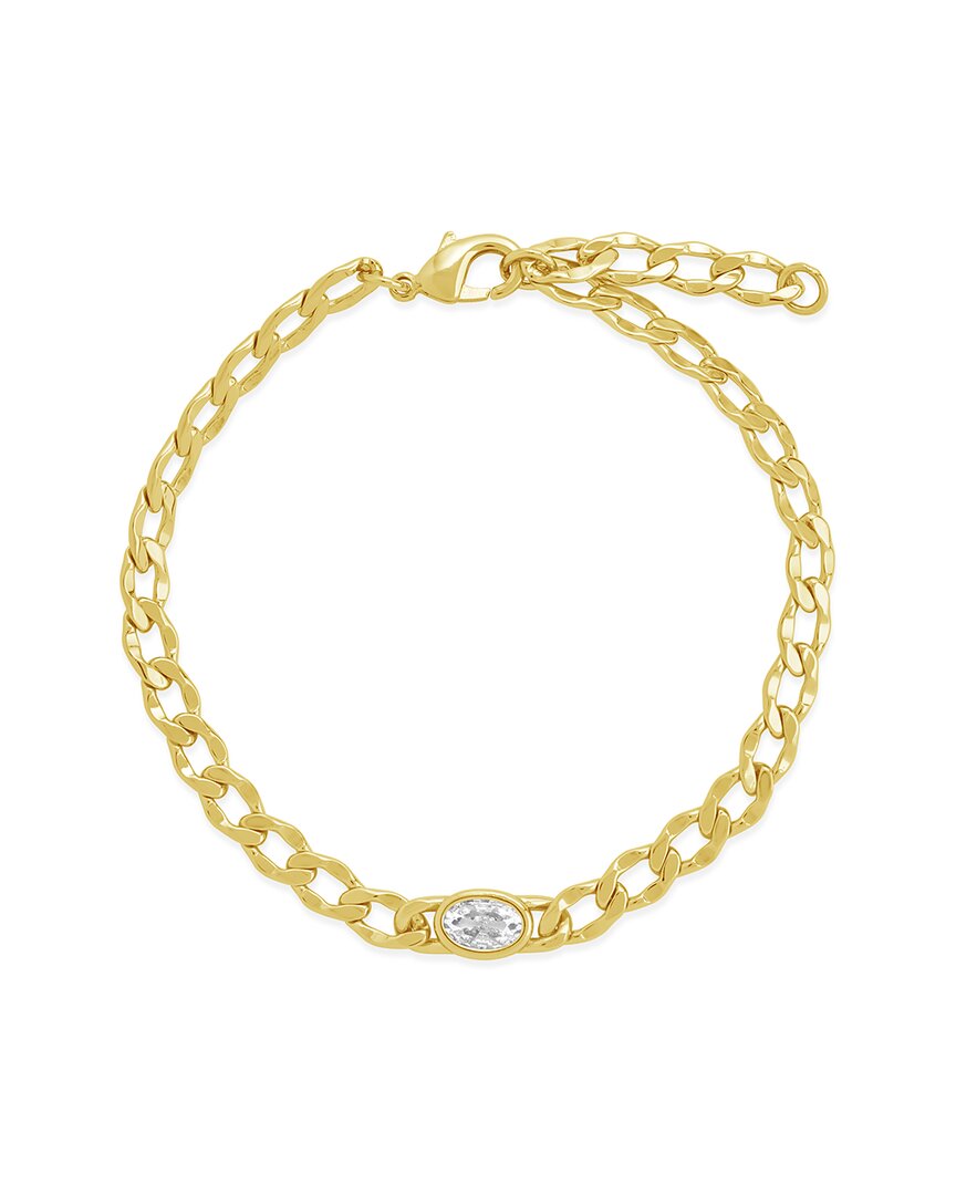 Sterling Forever Rebel Station Cubic Zirconia Curb Chain Bracelet
