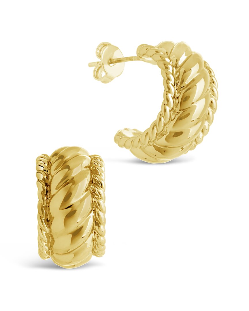 Sterling Forever 14k Plated Kalina Quilted Huggie Hoops
