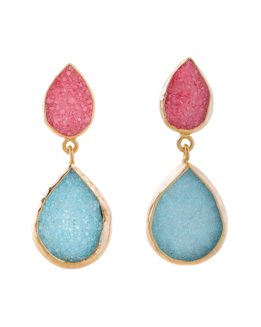Saachi 18k Plated Agate Druzy Drop Earrings