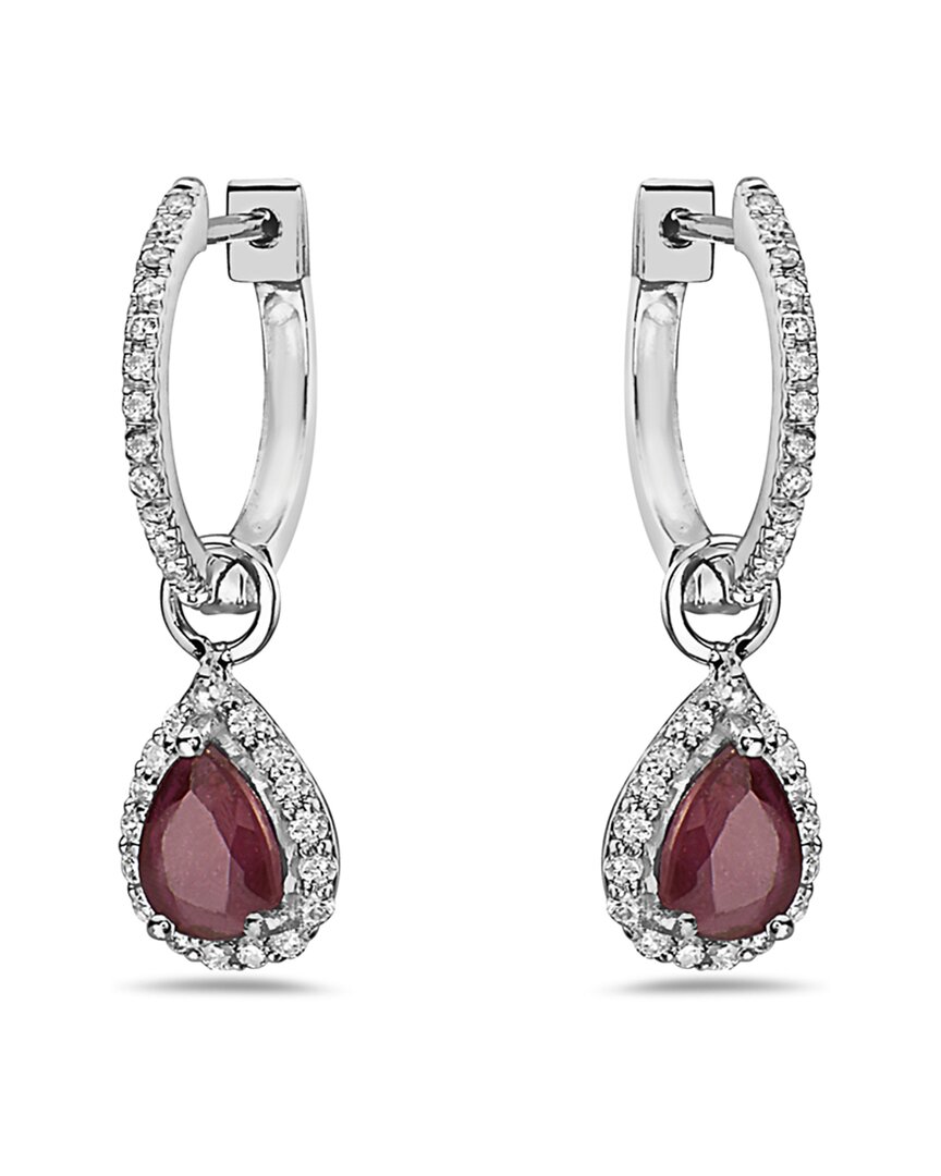 Forever Creations Usa Inc. Signature Collection 14k 1.70 Ct. Tw. Diamond & Ruby Mini Huggie Hoops