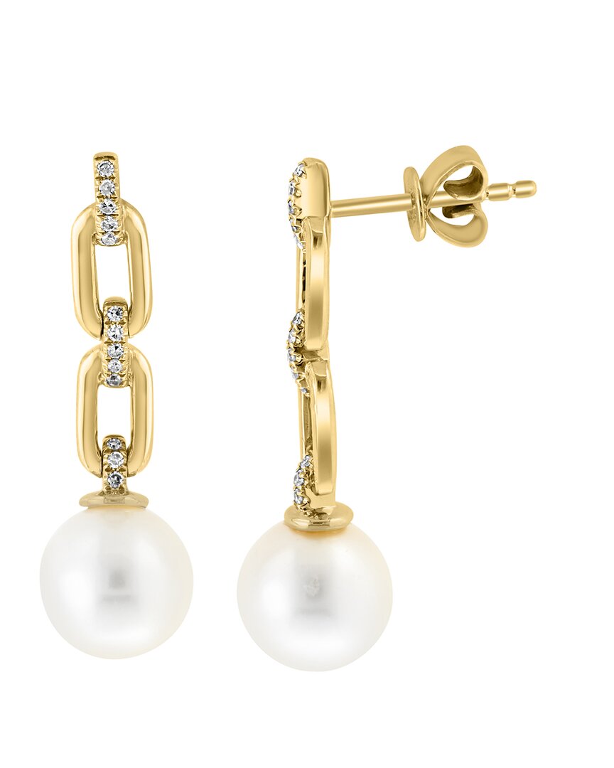 Effy Fine Jewelry 14k 0.09 Ct. Tw. Diamond & 8mm Pearl Earring In Gold