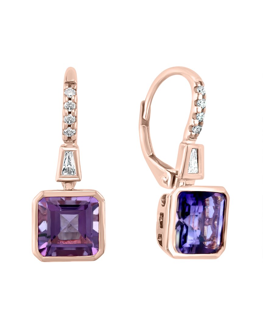Effy Fine Jewelry 14k Rose Gold 3.13 Ct. Tw. Diamond & Amethyst Earring