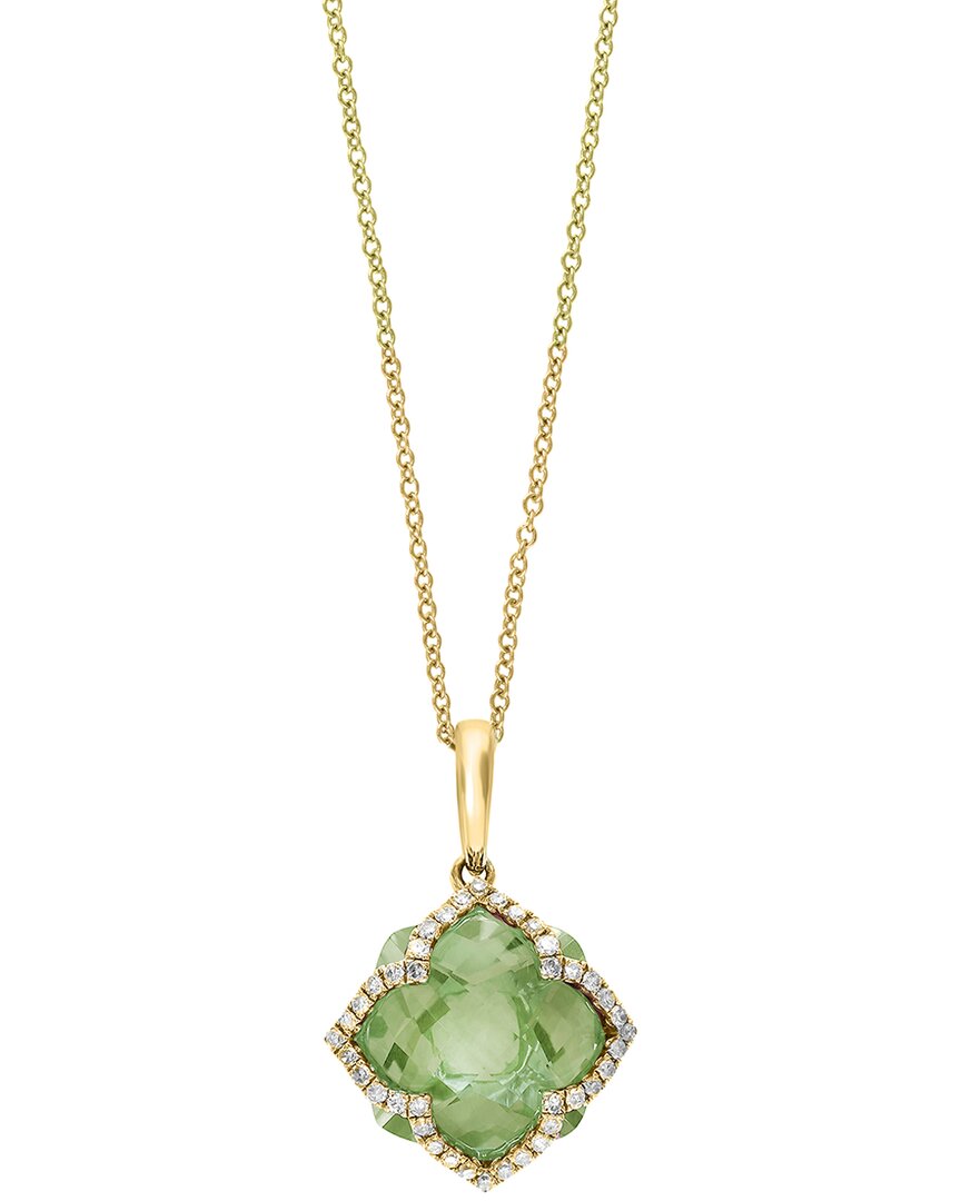 Effy Fine Jewelry 14k 6.20 Ct. Tw. Diamond & Green Amethyst Pendant Necklace