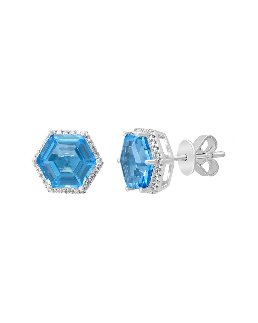 Effy Fine Jewelry 14k 5.86 Ct. Tw. Diamond & Blue Topaz Earring