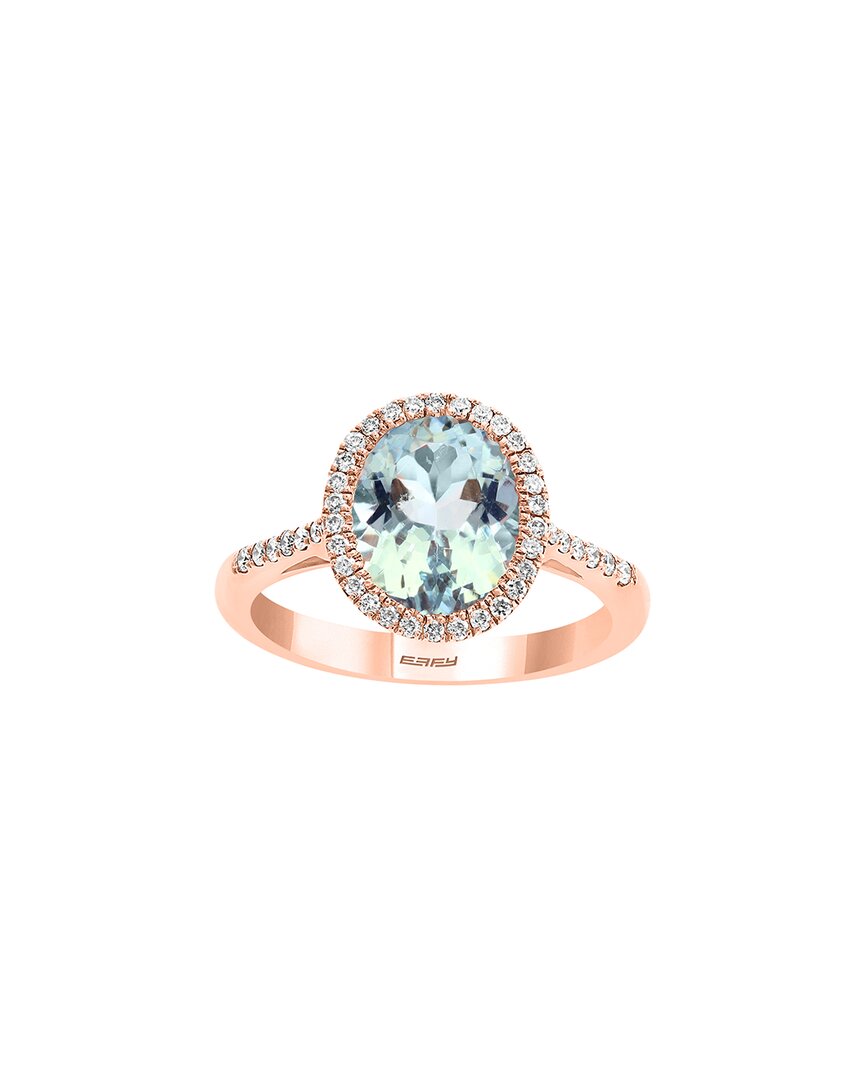 Effy Fine Jewelry 14k Rose Gold 2.58 Ct. Tw. Diamond & Aquamarine Ring