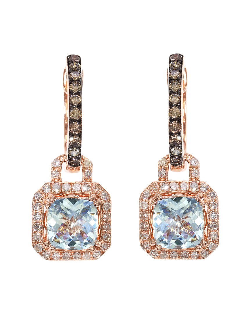 Effy Fine Jewelry 14k Rose Gold 2.43 Ct. Tw. Diamond & Aquamarine Earring