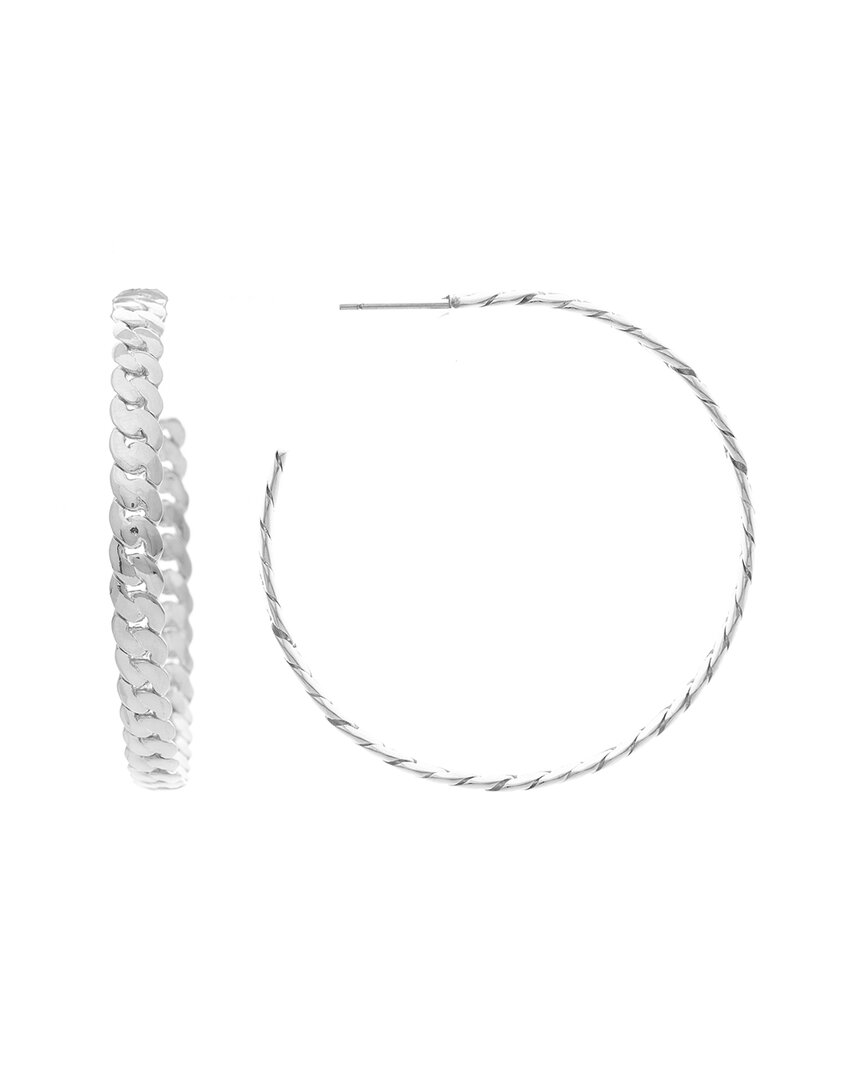 Rivka Friedman Rhodium Plated Hoops