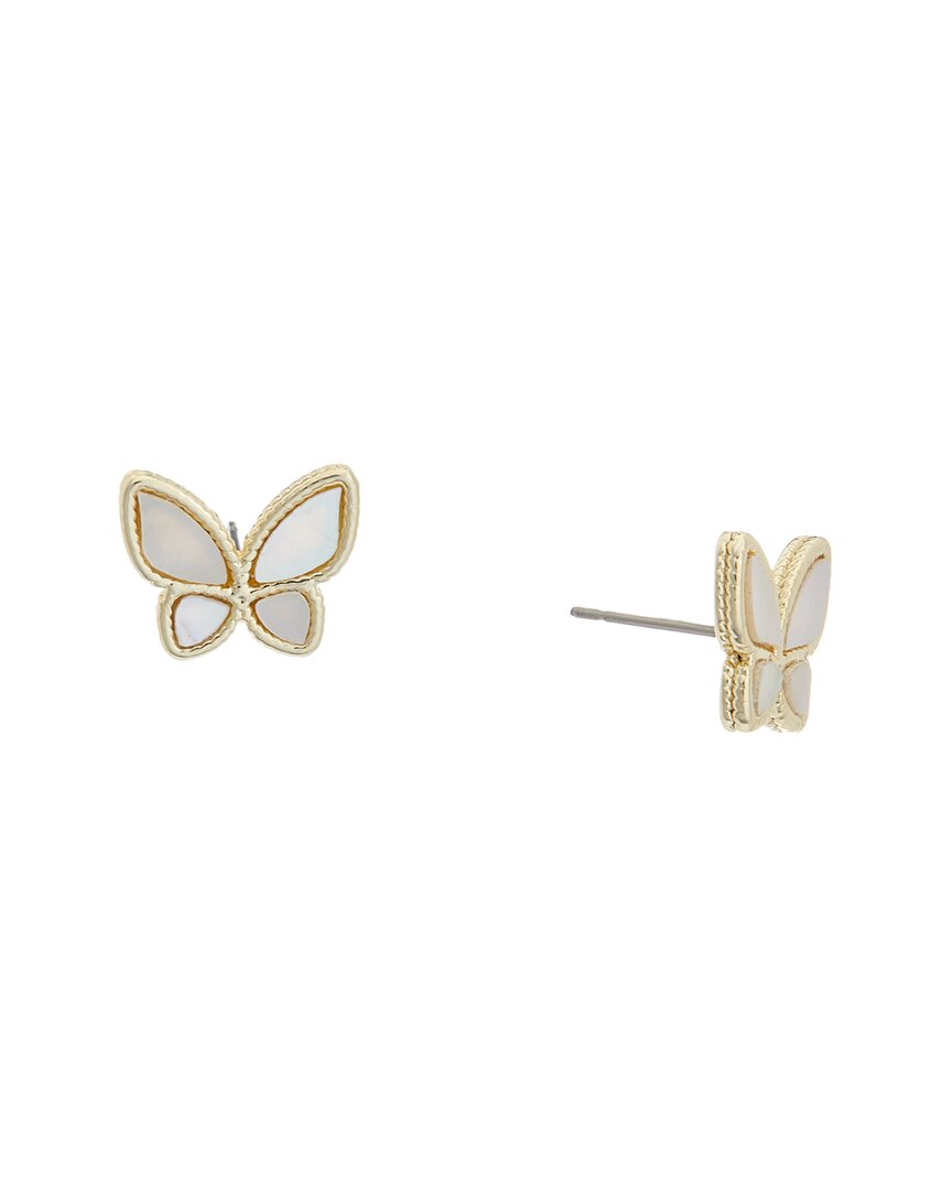 Juvell 18k Plated Pearl Butterfly Earrings In Gold