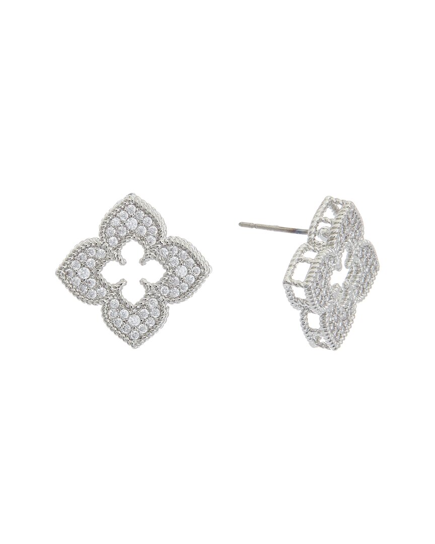 Juvell 18k Plated Cz Flower Earrings In Metallic
