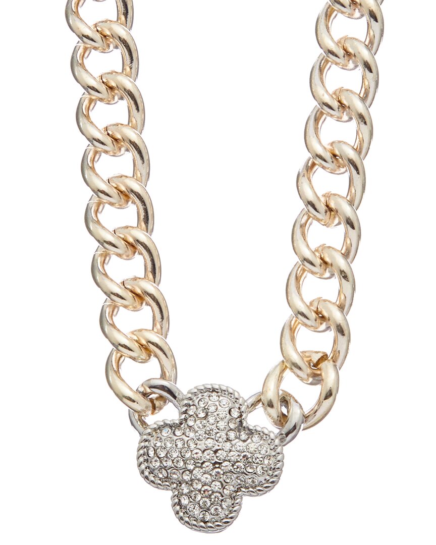 Juvell 18k Plated Pearl Cz Link Necklace In Gold
