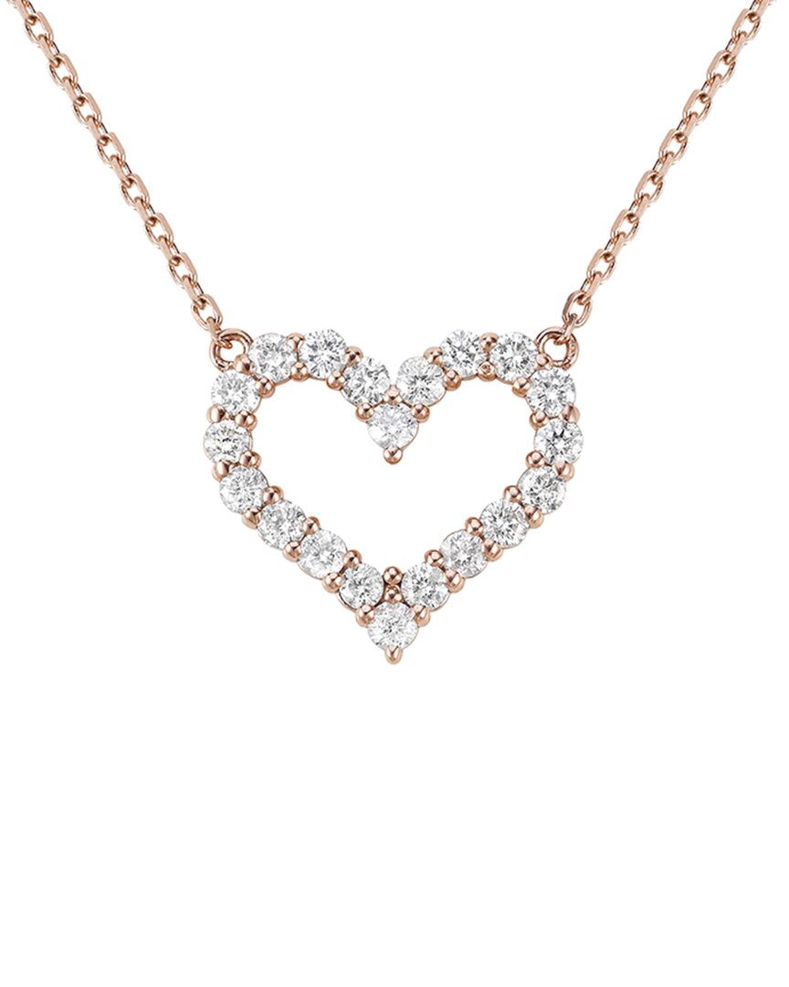 Shop Forever Creations Signature Forever Creations 14k Rose Gold 1.00 Ct. Tw. Diamond Heart Necklace